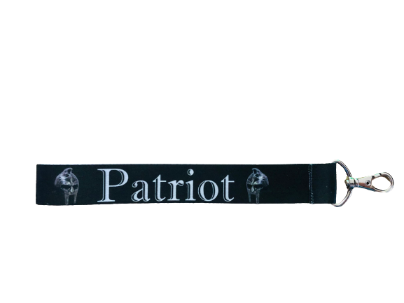 Schlüsselband kurz "PATRIOT" in schwarz mit Karabiner