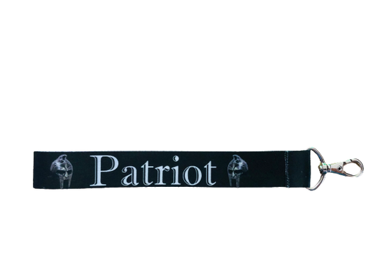 Schlüsselband kurz "PATRIOT" in schwarz mit Karabiner